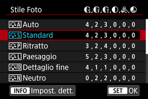 menu delle Canon EOS