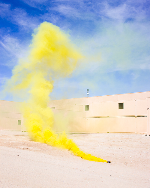 © Debi Cornwall, Smoke Bomb, Marine Corps Air Ground Combat Center, Twentynine Palms, California, U.S., Necessary Fictions series, 2018. Courtesy of the artist