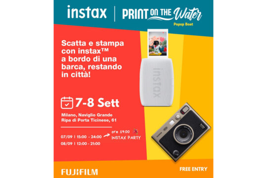 INSTAX Print on the Water FUJIFILM locandina evento Milano 7-8 settembre 2024